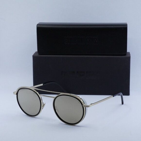 Cutler and Gross CG1270V2S 003 Sunglasses Silver/Black Round Frame, Brown Lenses - Picture 10 of 10